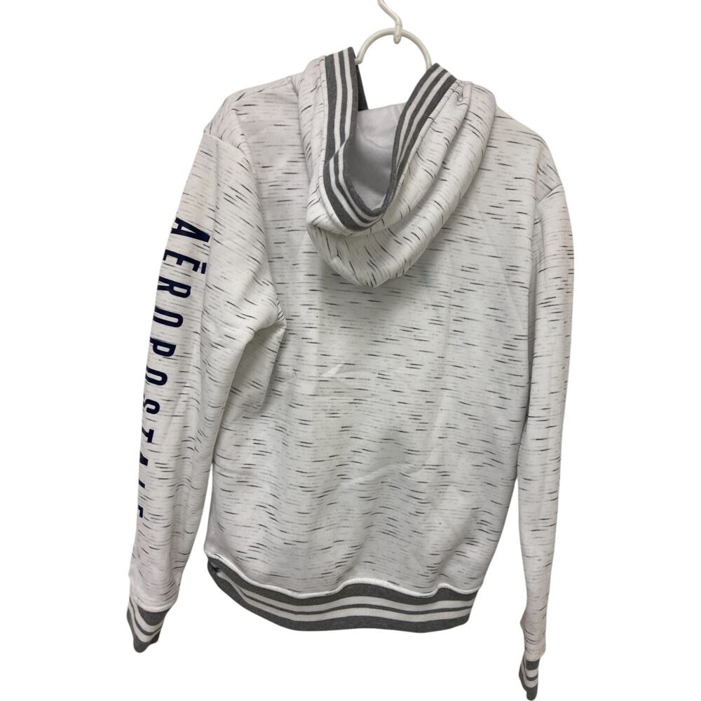Aeropostale Full Zip Hoodie Womens Large White Gray Embroidered Long Sleeve - Picture 2 of 7